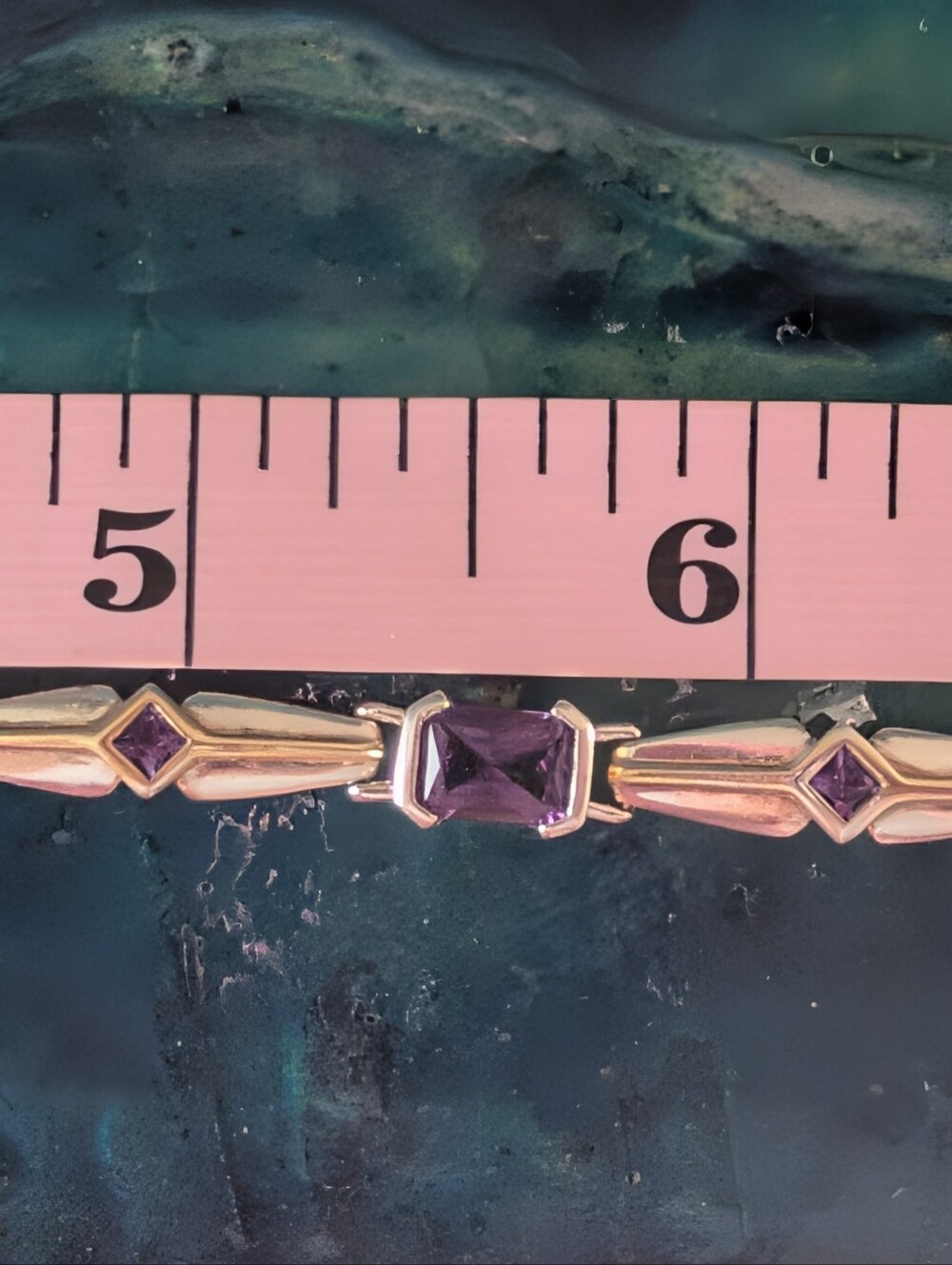 Art Deco Style Sterling Silver Amethyst Tennis Bracelet With Gold Accents - Picture 11 of 16